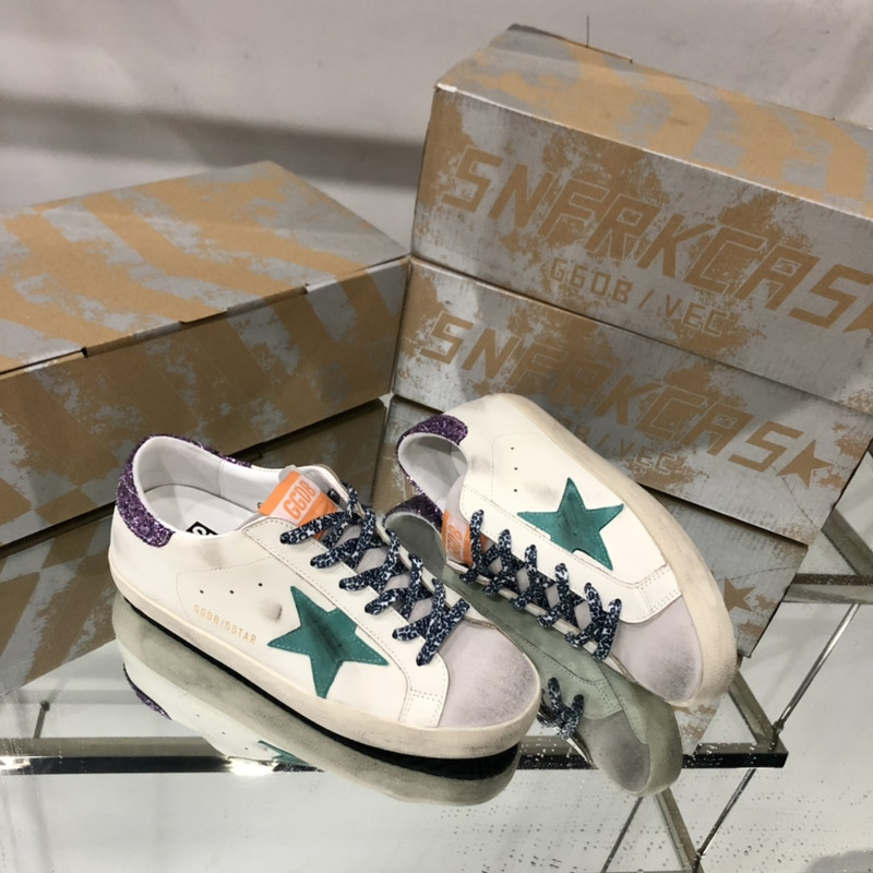 Golden Goose Super-Star Sneakers White Super-Star Sneakers With Glittery Purple Rear