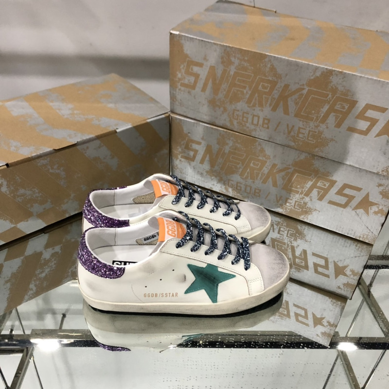 Golden Goose Super-Star Sneakers White Super-Star Sneakers With Glittery Purple Rear