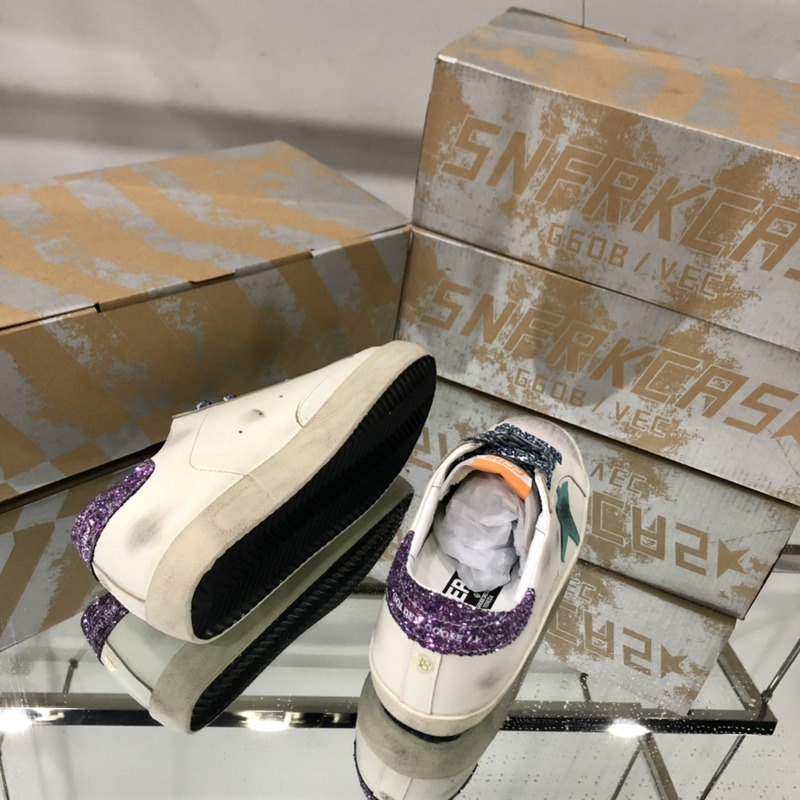 Golden Goose Super-Star Sneakers White Super-Star Sneakers With Glittery Purple Rear