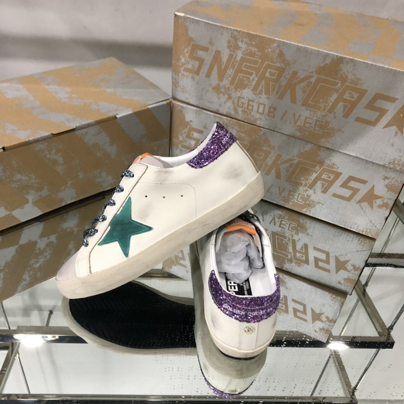 Golden Goose Super-Star Sneakers White Super-Star Sneakers With Glittery Purple Rear