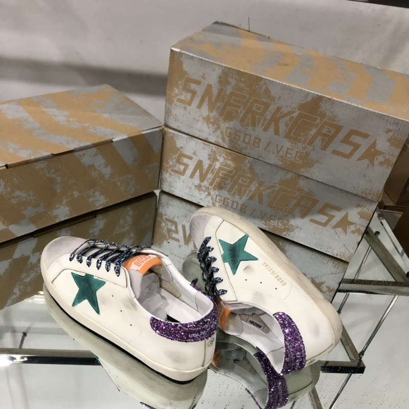 Golden Goose Super-Star Sneakers White Super-Star Sneakers With Glittery Purple Rear