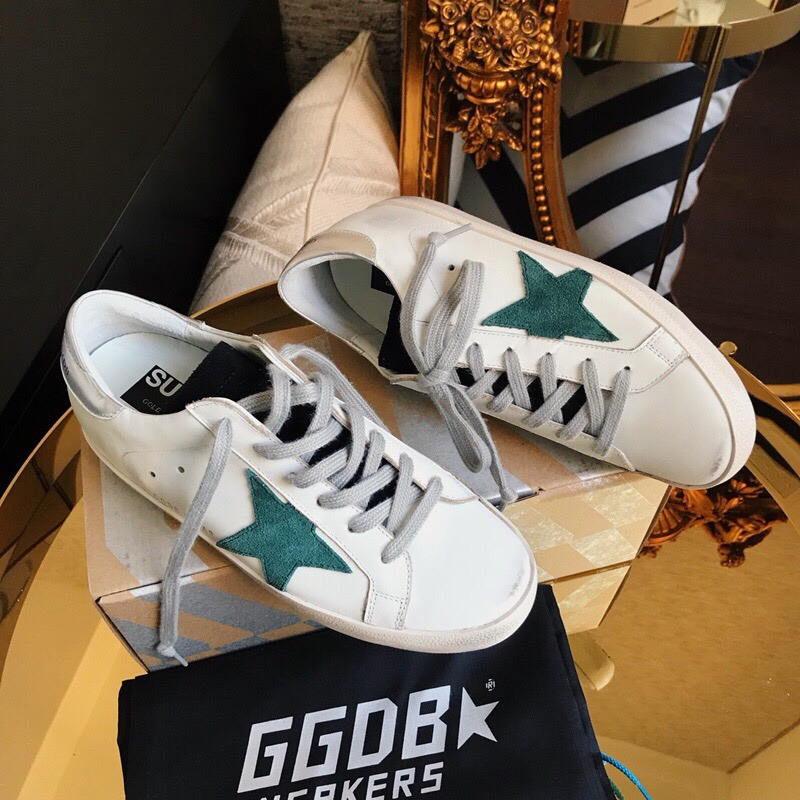 Golden Goose Super-Star Sneakers White Super-Star Sneakers With Silver Tongue