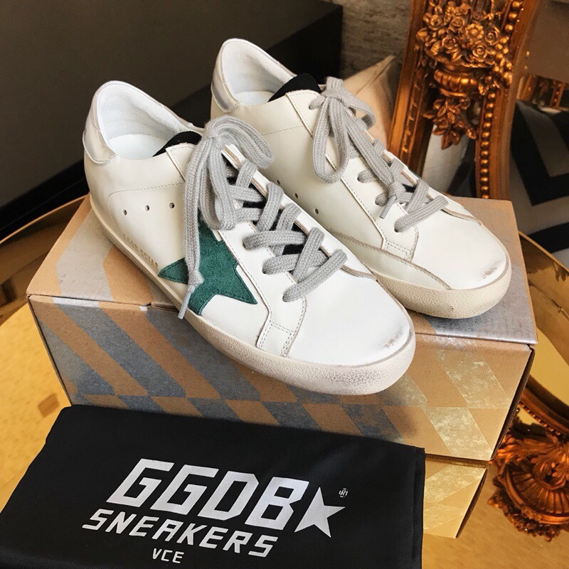 Golden Goose Super-Star Sneakers White Super-Star Sneakers With Silver Tongue