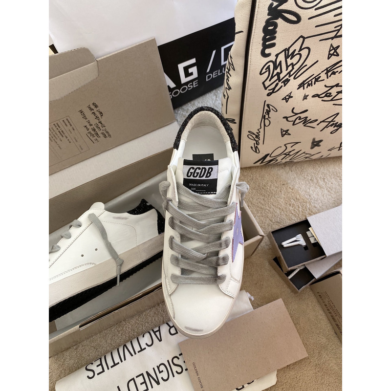 Golden Goose Super-Star Sneakers with Purple Star Logo