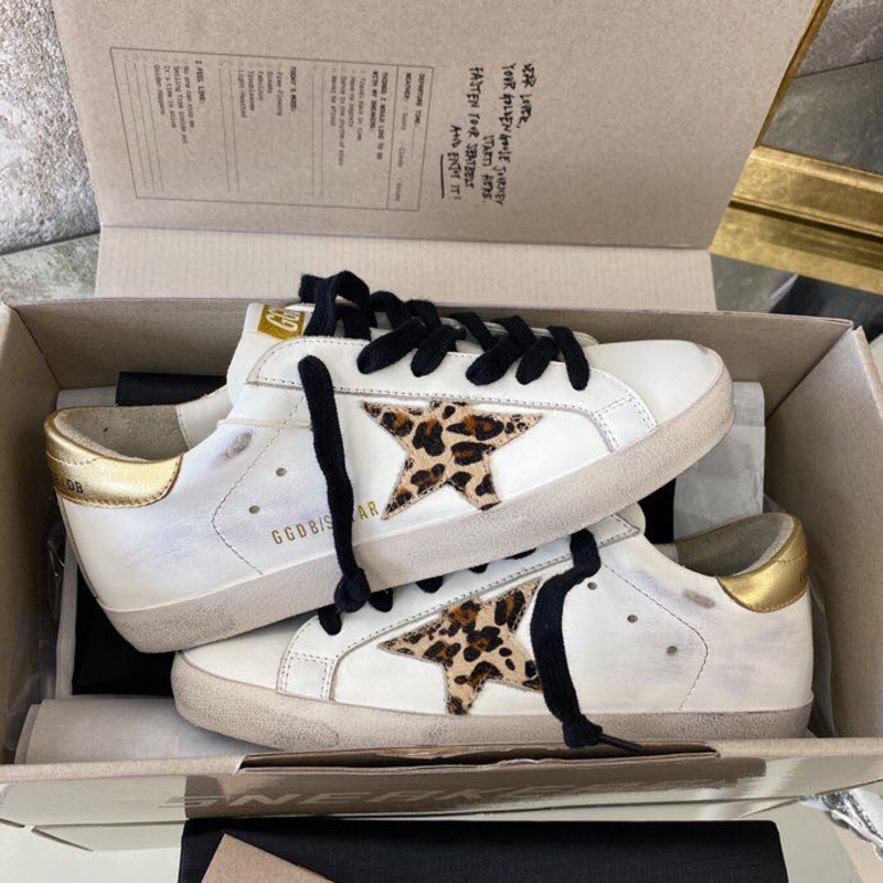 Golden Goose Super-Star Sneakers with Leopard Print and Golden Heel Tab