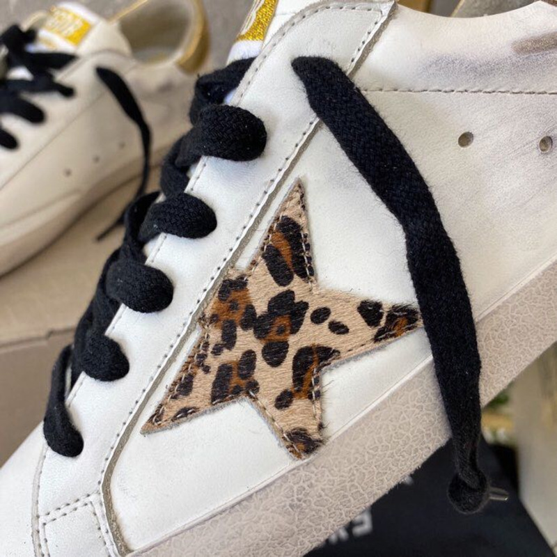 Golden Goose Super-Star Sneakers with Leopard Print and Golden Heel Tab