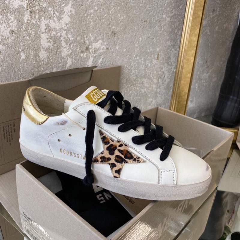 Golden Goose Super-Star Sneakers with Leopard Print and Golden Heel Tab