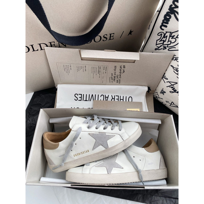 Golden Goose Men’s Super-Star Sneakers with Suede Star and Camel Heel Tab