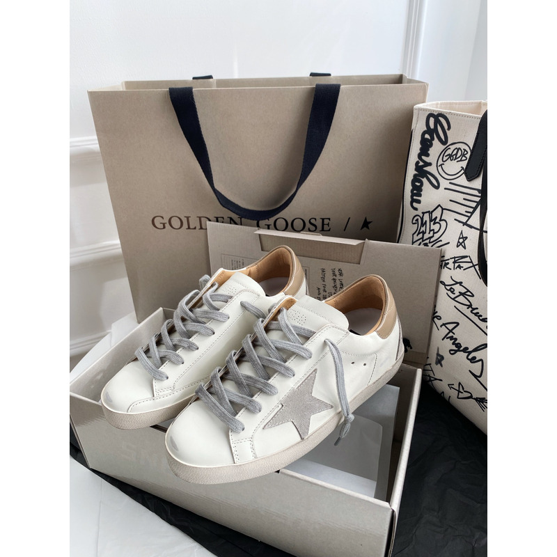 Golden Goose Men’s Super-Star Sneakers with Suede Star and Camel Heel Tab