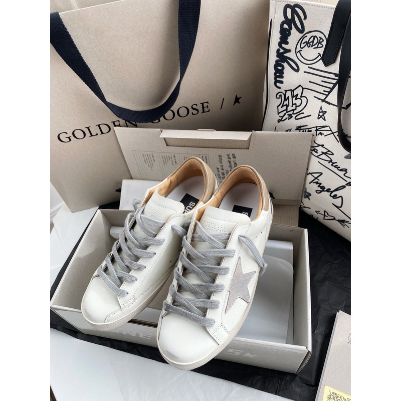 Golden Goose Men’s Super-Star Sneakers with Suede Star and Camel Heel Tab