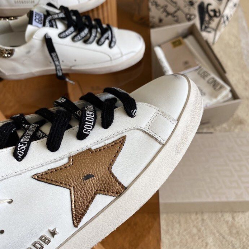 Golden Goose Men’s Super-Star Sneakers with Golden Star and Leopard Print Heel Tab