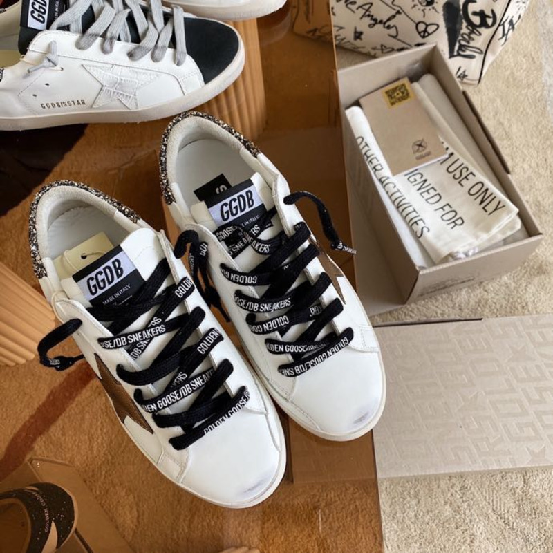 Golden Goose Men’s Super-Star Sneakers with Golden Star and Leopard Print Heel Tab