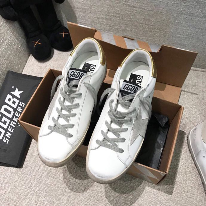 Golden Goose Men’s Super-Star Sneakers with Suede Star and Golden Heel Tab