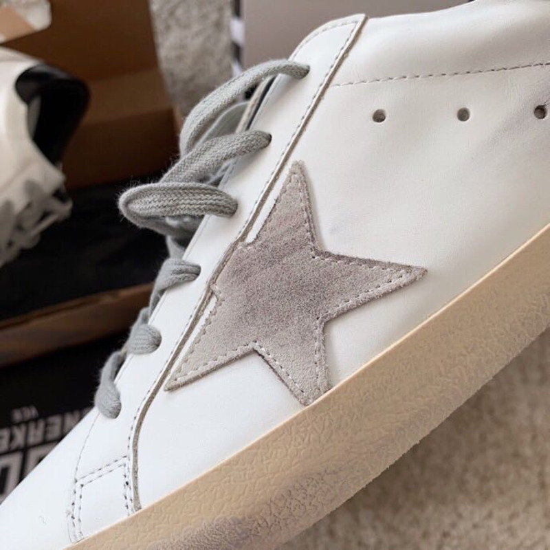 Golden Goose Men’s Super-Star Sneakers with Suede Star and Black Heel Tab