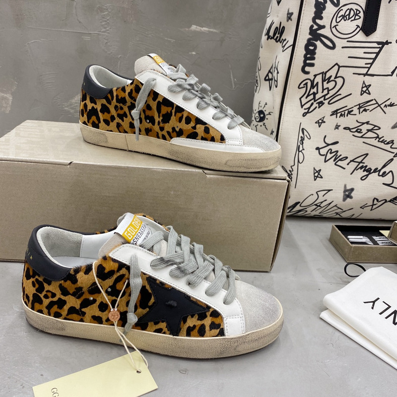 Golden Goose Super-Star Sneakers with Leopard Print and Black Heel Tab