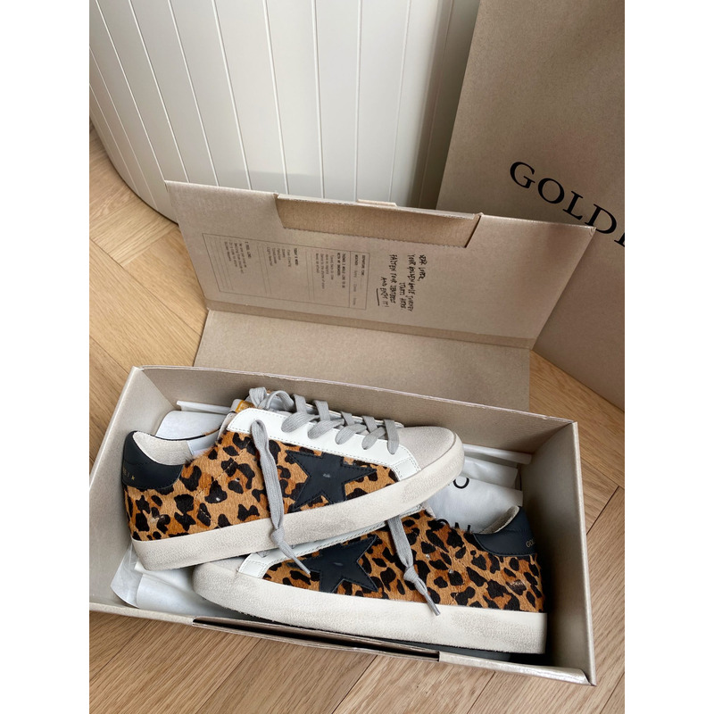 Golden Goose Super-Star Sneakers with Leopard Print and Black Heel Tab