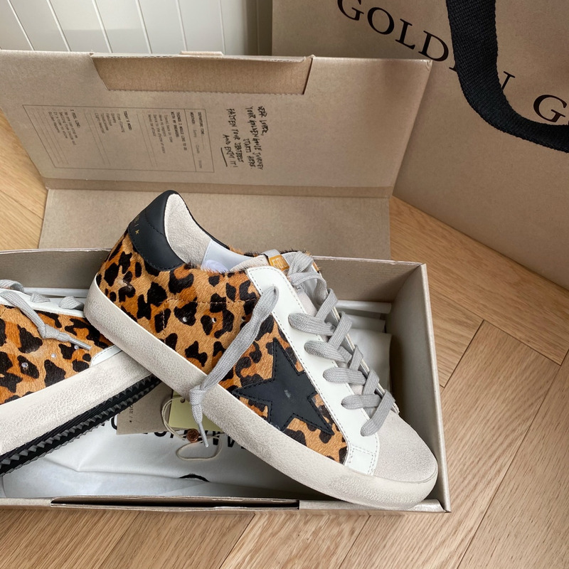 Golden Goose Super-Star Sneakers with Leopard Print and Black Heel Tab