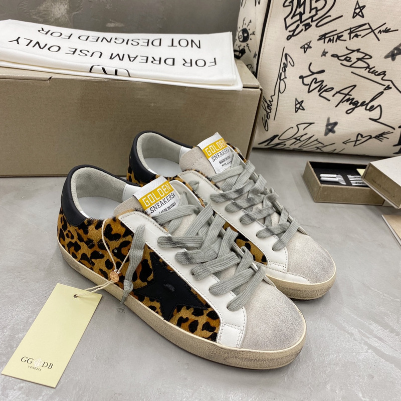 Golden Goose Super-Star Sneakers with Leopard Print and Black Heel Tab