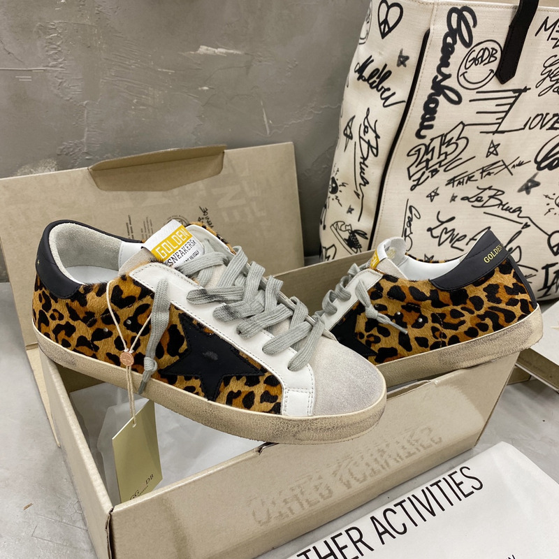 Golden Goose Super-Star Sneakers with Leopard Print and Black Heel Tab