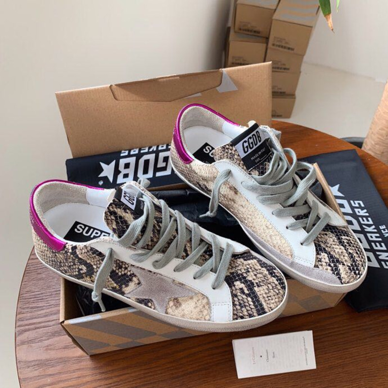 Golden Goose Super-Star Sneakers with Serpentine and Purple Heel Tab