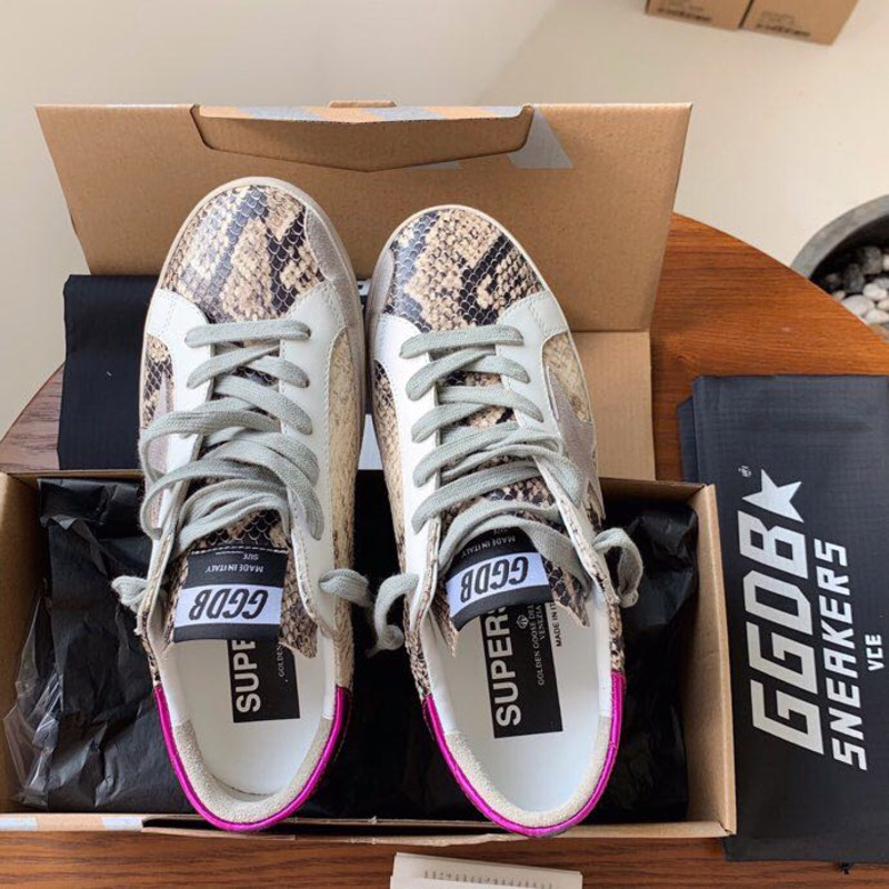 Golden Goose Super-Star Sneakers with Serpentine and Purple Heel Tab