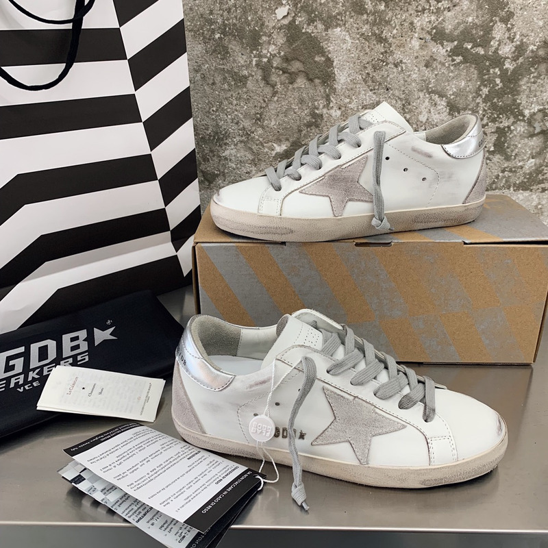 Golden Goose Men’s Super-Star Sneakers with Suede Star and Sliver Heel Tab