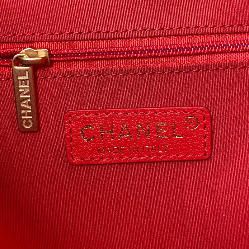 Ch*el hobo calfskin handbag red