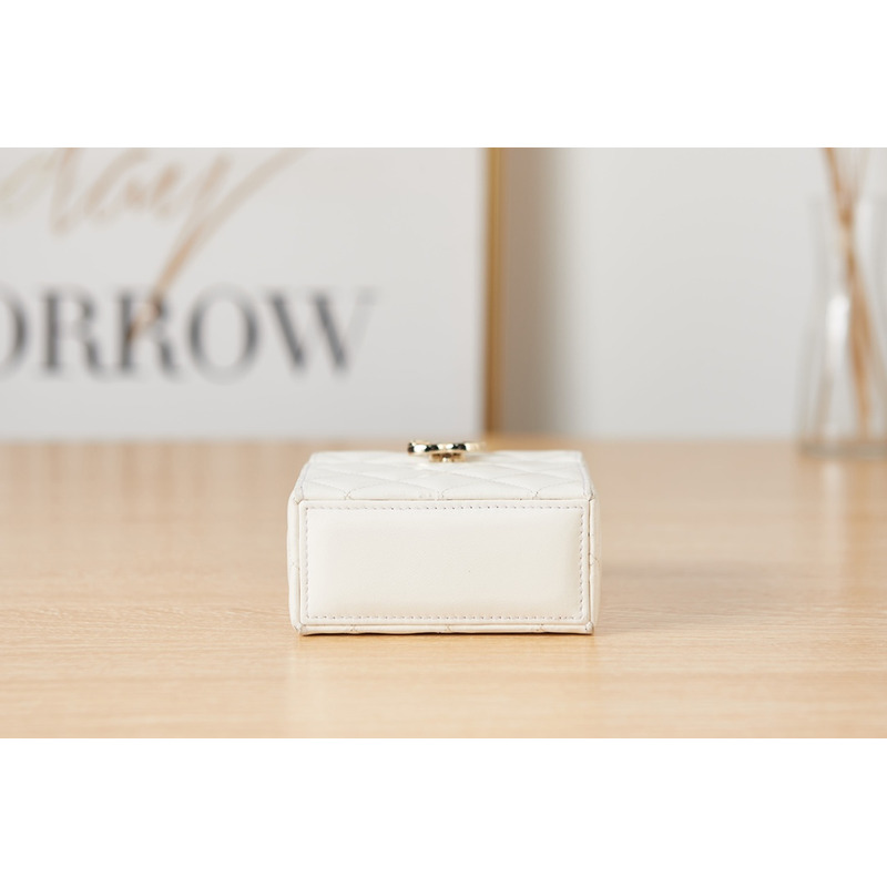 Ch*el small vanity case bag with chain white