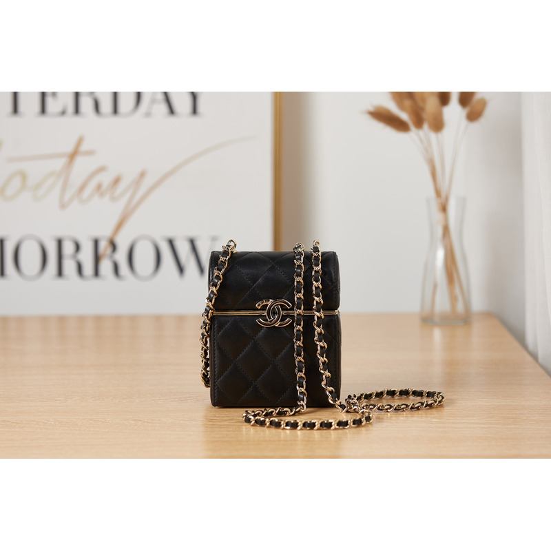 Ch*el small vanity case bag with chain black