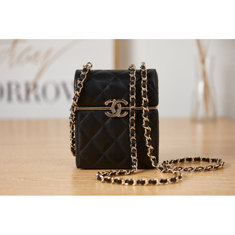 Ch*el small vanity case bag with chain black