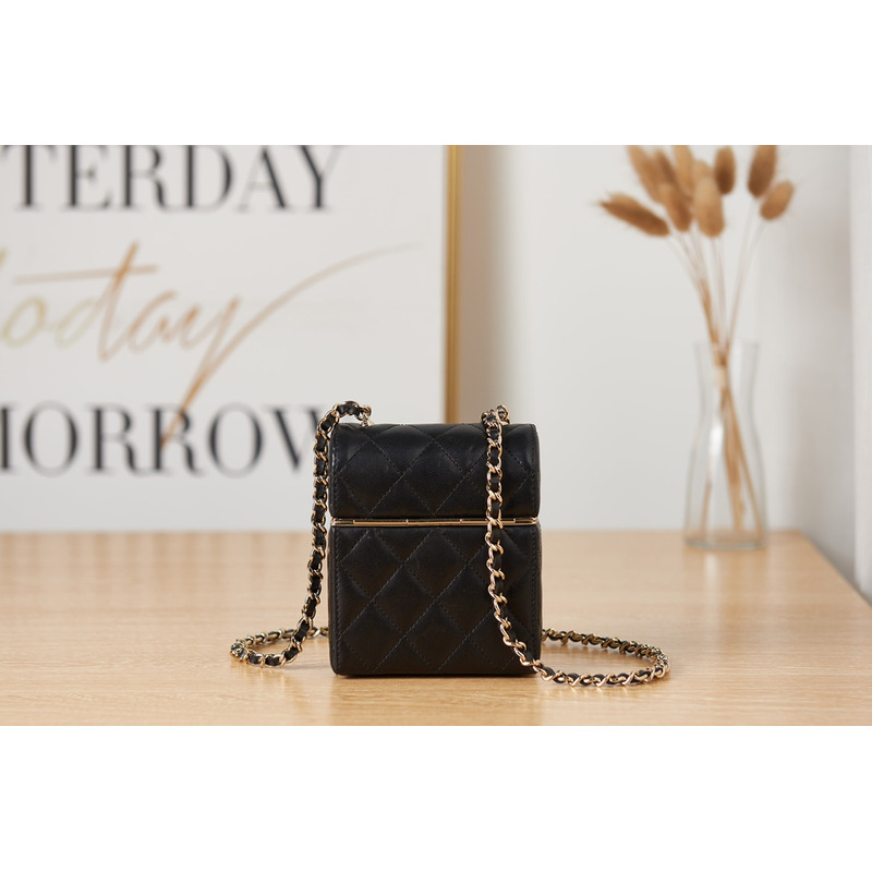 Ch*el small vanity case bag with chain black