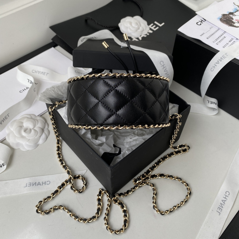 Ch*el lambskin shoulder bag black