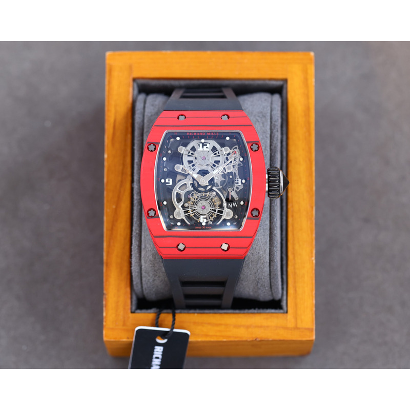 Richard Mille RM35 Men Mechanical Rubber Band Watch Yellow Strap&Red Case