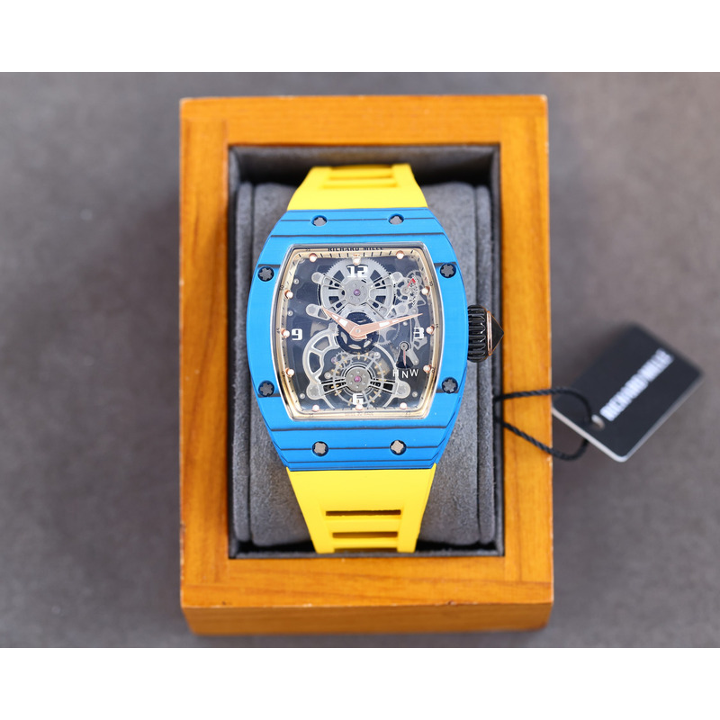 Richard Mille RM35 Men Mechanical Rubber Band Watch Yellow Strap&Red Case