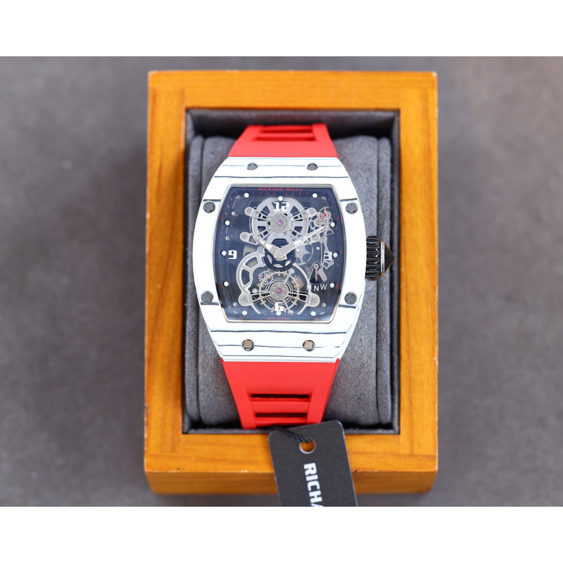 Richard Mille RM35 Men Mechanical Rubber Band Watch Yellow Strap&Red Case