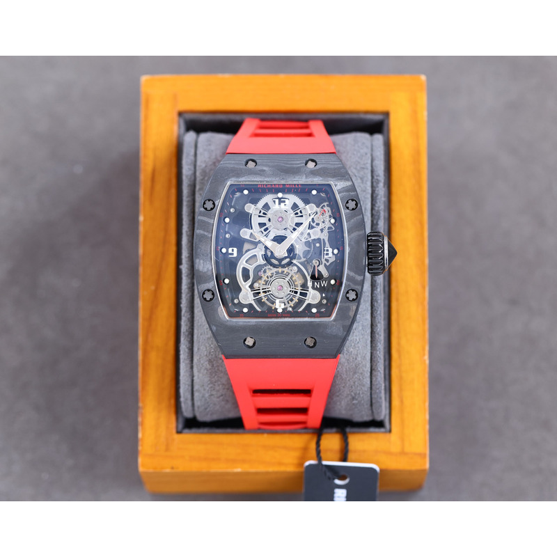 Richard Mille RM35 Men Mechanical Rubber Band Watch Yellow Strap&Red Case