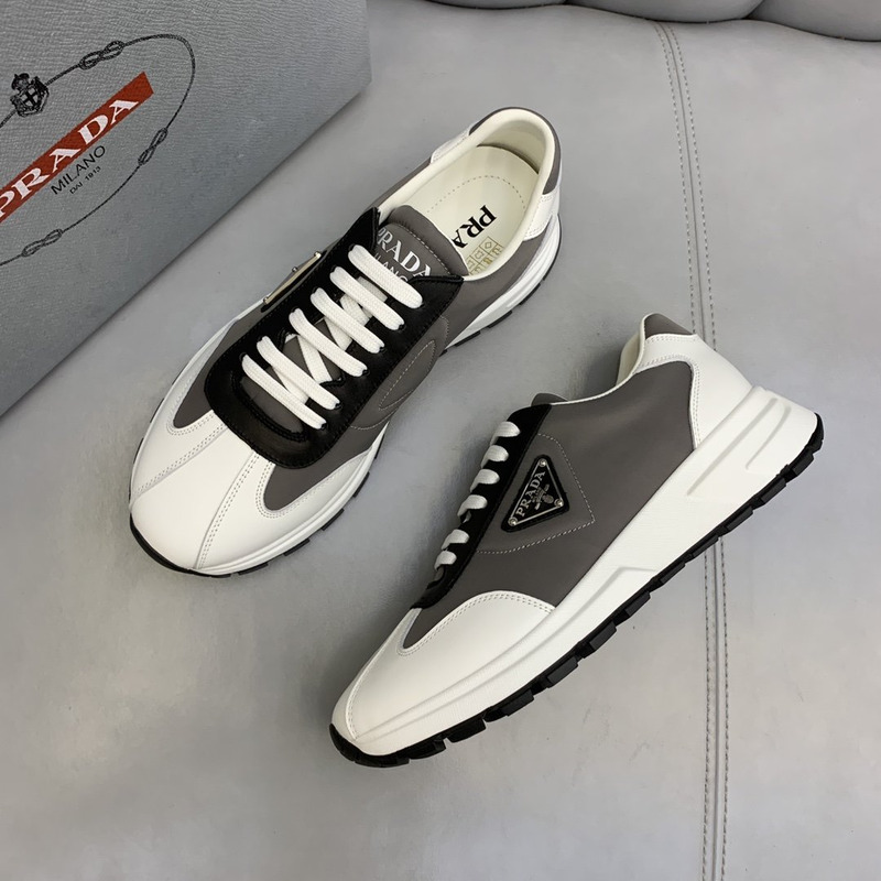 Pra*a logo low-top sneakers grey & white