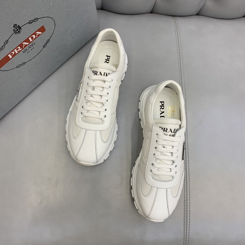 Pra*a logo leather sneakers white