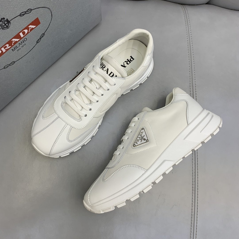 Pra*a logo leather sneakers white