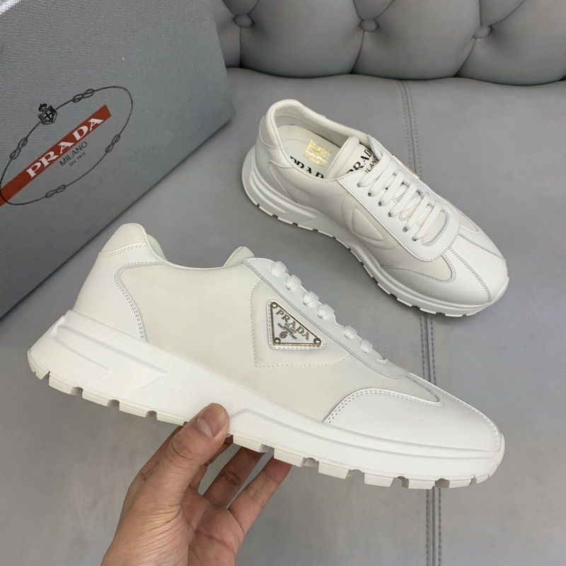 Pra*a logo leather sneakers white