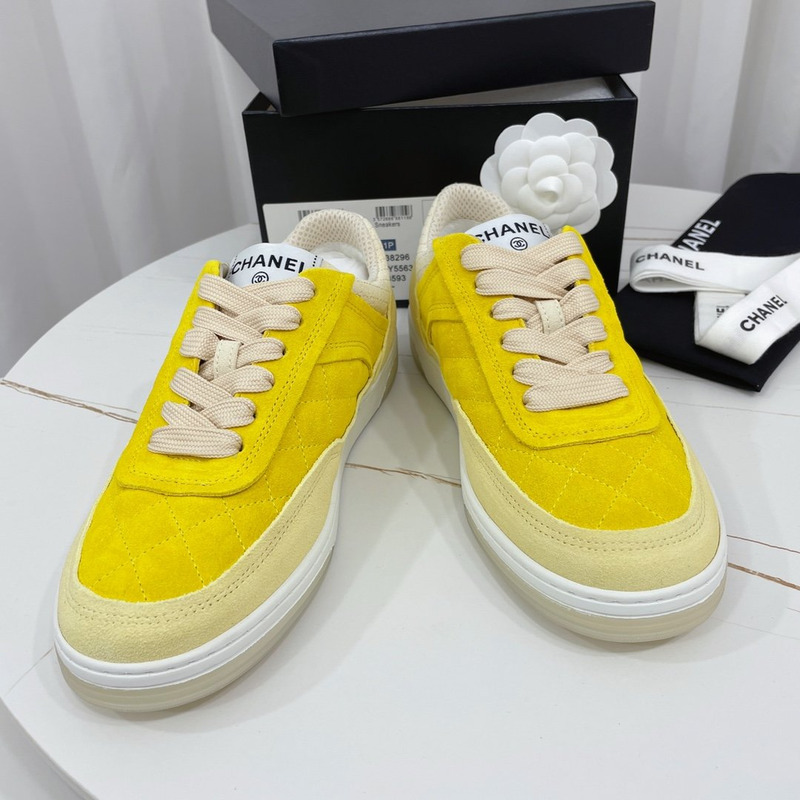 Ch*el calfskin sneaker yellow