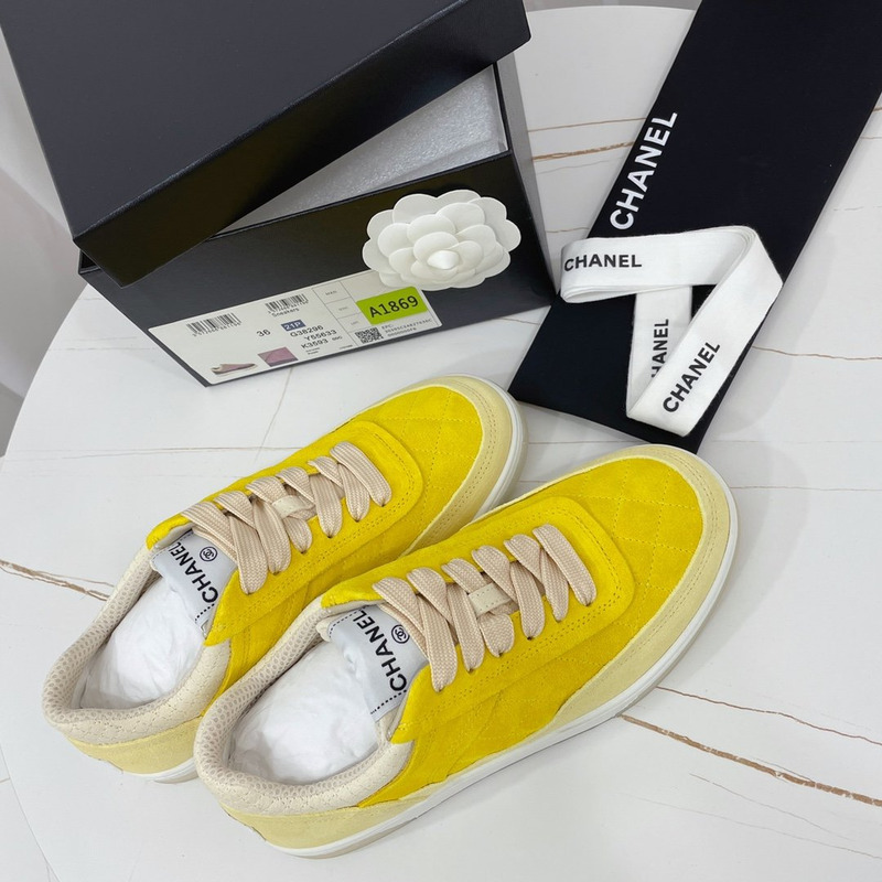 Ch*el calfskin sneaker yellow