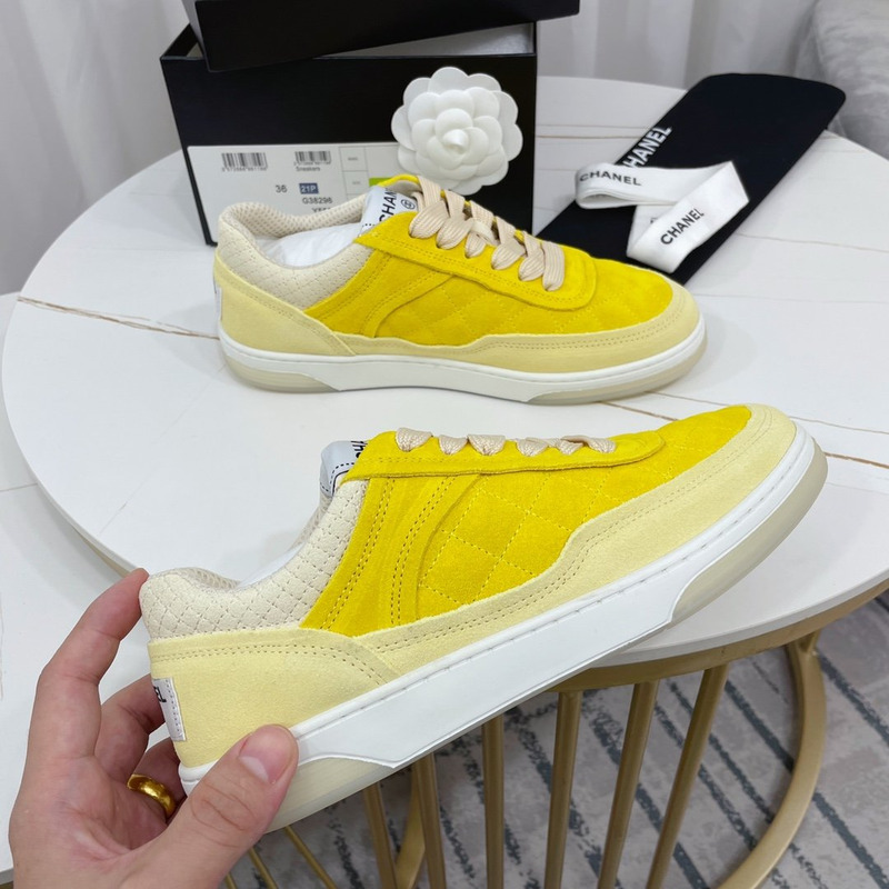 Ch*el calfskin sneaker yellow