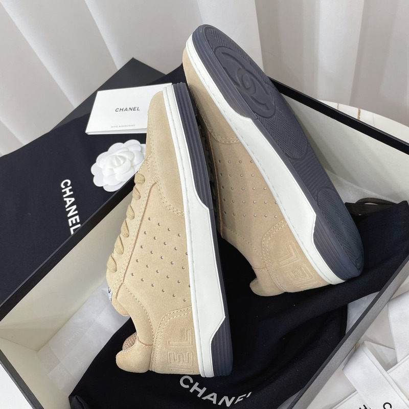 Ch*el calfskin sneaker khaki