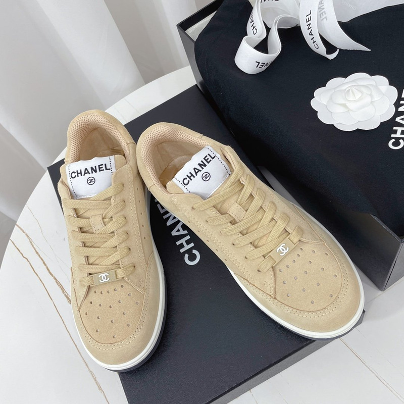 Ch*el calfskin sneaker khaki