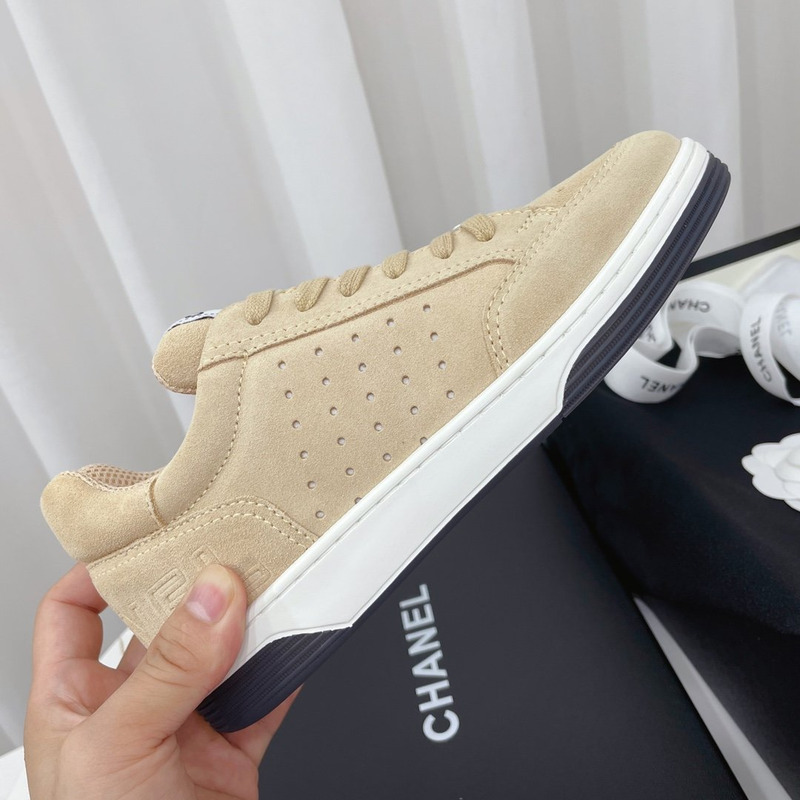 Ch*el calfskin sneaker khaki