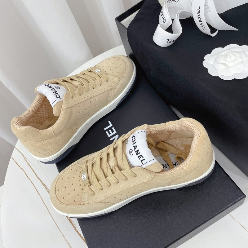 Ch*el calfskin sneaker khaki