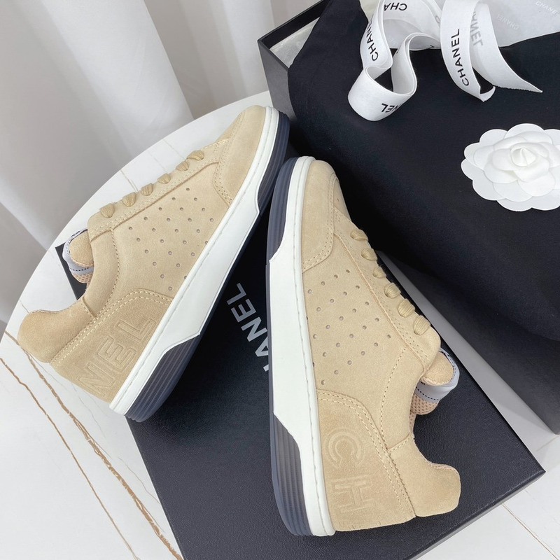 Ch*el calfskin sneaker khaki