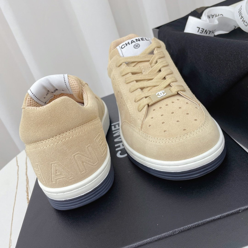 Ch*el calfskin sneaker khaki