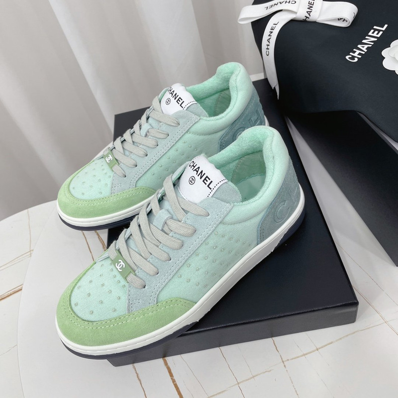 Ch*el calfskin sneaker green